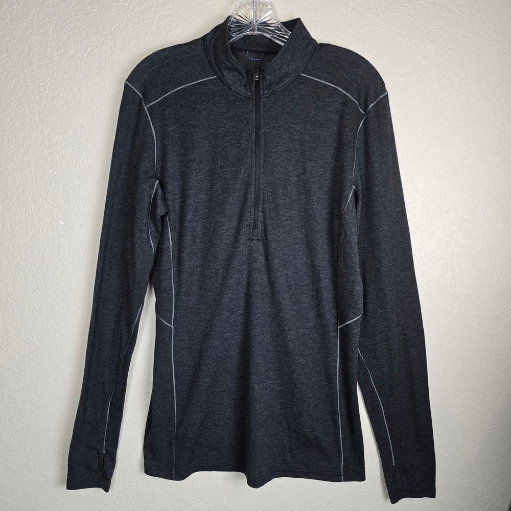 Kuhl Akkomplice 1/4 Zip Top Womens M Carbon‎ Charcoal Gray Base Layer Thumbholes